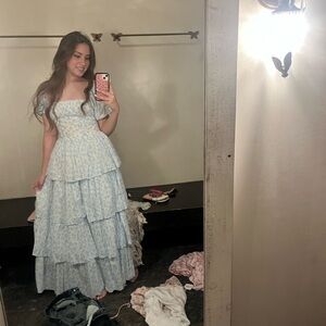 Altar'd State Light Blue Floral Midi Dress